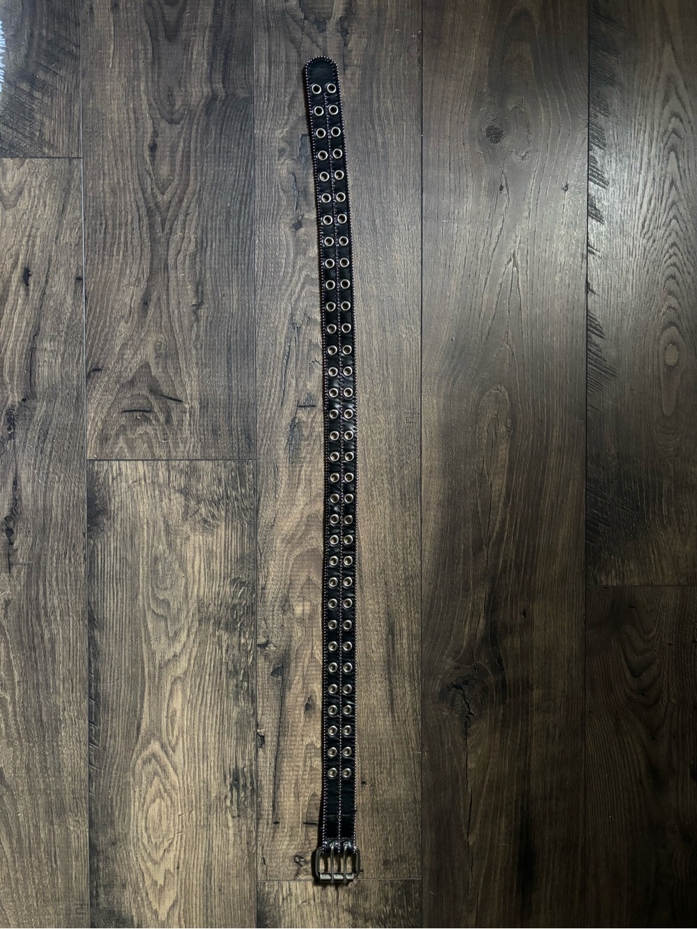 Double-Row Black Eyelet Belt 37”